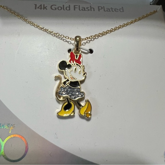Disney Jewelry - Disney 100 Minnie Mouse 14kt Gold
Flash Plated Necklace New